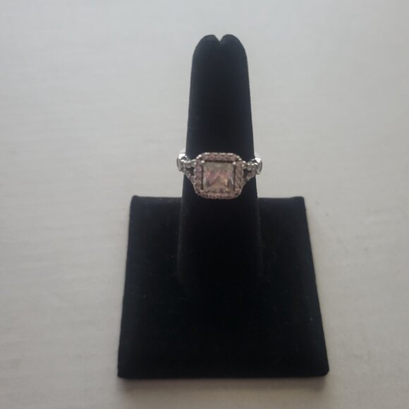 Princess Cut Cubic Zirconia Solitaire 925 Silver Engagement Ring size 6 READ - Picture 1 of 6